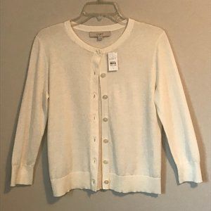 NWT LOFT 3/4 Winter White Sleeve Cardigan